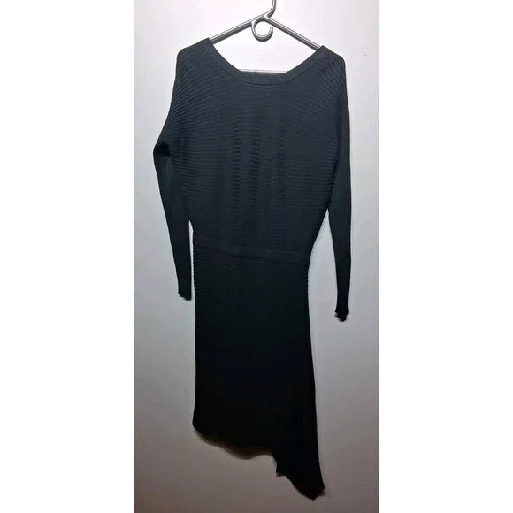 Love Token Black Asymmetrical Knit Sweater Dress Long Sleeve Size L/12 NWT - Picture 3 of 8